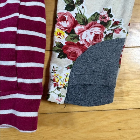 Ampersand Avenue Hoodie Womens Sz XS Striped Floral Pink Hooded Sweatshirt - Picture 7 of 7